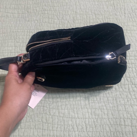 NWOT Kate Spade Briar Lane Quilted Velvet Mini Convertible Backpack Black - Picture 3 of 5